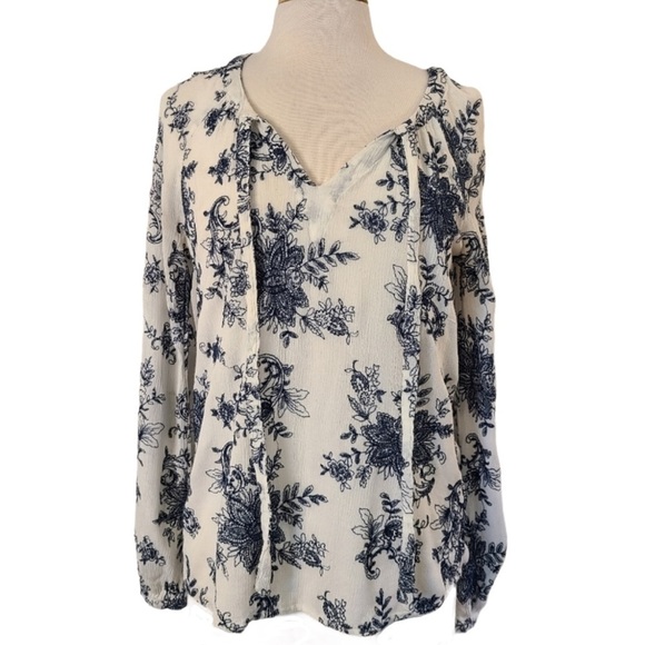 Nanette Lepore Tunic Embroidered Top White  / Blue - Picture 1 of 5
